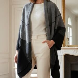 Katie Todd Gray Wool Poncho Wrap Cape one Size